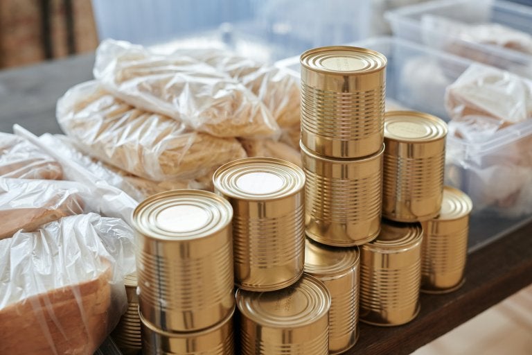 photo of canned goods and other donated food