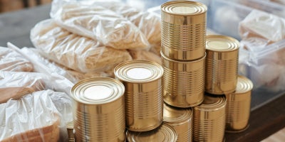 photo of canned goods and other donated food