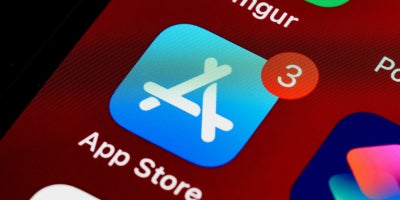 photo of the app store logo on a cell phone screen