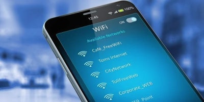 photo of cell phone showing available wi-fi networks 