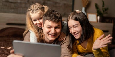 what is fiber internet, fiber internet, family on a tablet