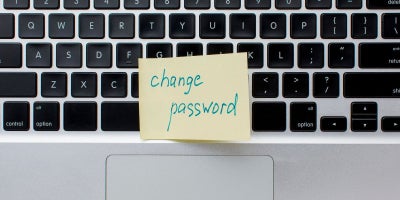 Safer Internet Day, How Could We Solve Online Safety, image of laptop keyboard with change password sticky note