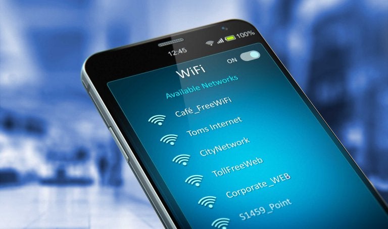 photo of cell phone showing available wi-fi networks