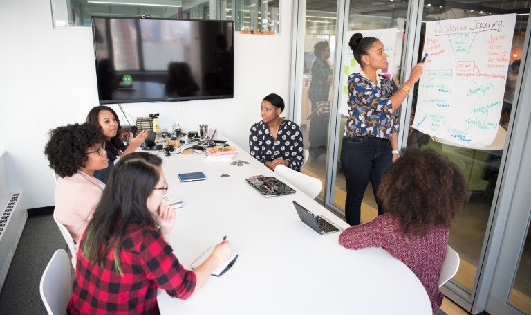 small business, brainstorming in a group