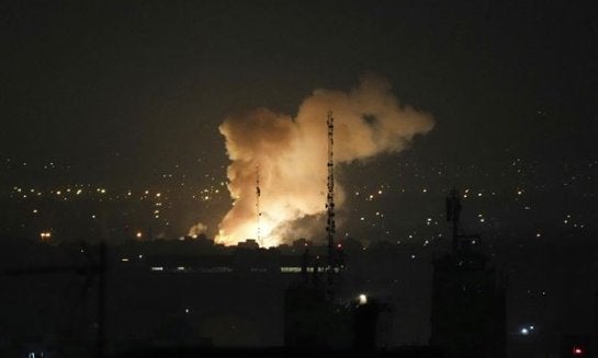 Smoke rises up after an explosion in Tehran, Iran, on June 13.