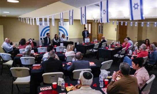 Tomer Mayorov, a participants in Orr Shalom’s Graduate Program, speaks during Remembrance, Resilience & Hope: Lunch & Learn to remember the 1,200 people who were killed and the 251 men, women, and children who were taken hostage on October 7th, 2023 at th