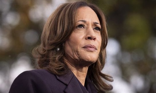 Democratic presidential nominee Vice President Kamala Harris speaks in Washington Nov. 6.