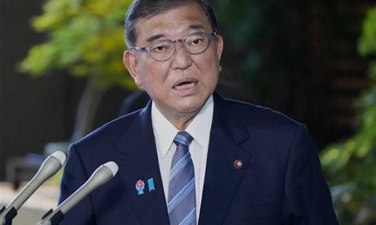 Japanese Prime Minister Shigeru Ishiba speaks to the media after President Donald Trump announced a trade framework with Japan, at the prime minister's office in Tokyo, Japan July 23.
