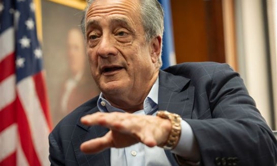 Postmaster General David Steiner speaks during an interview with The Associated Press at the United States Postal Service headquarters on Sept. 17 in Washington.