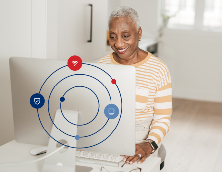 Senior on computer
