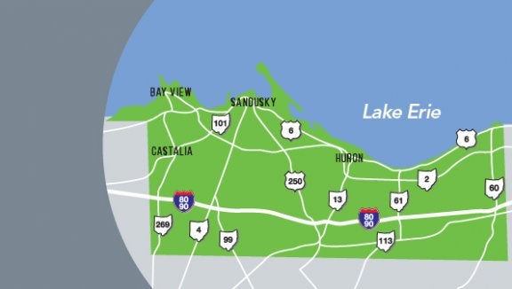 erie map, ad sales locations