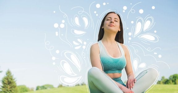 mental health awareness month, lady meditating, take care of your mental health