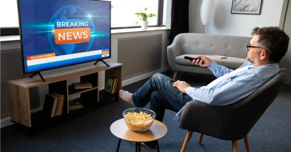 wifi for streaming, internet for streaming, man watching the news