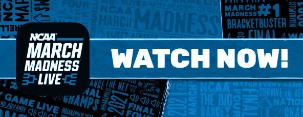 march madness live logo with large text that says watch now!