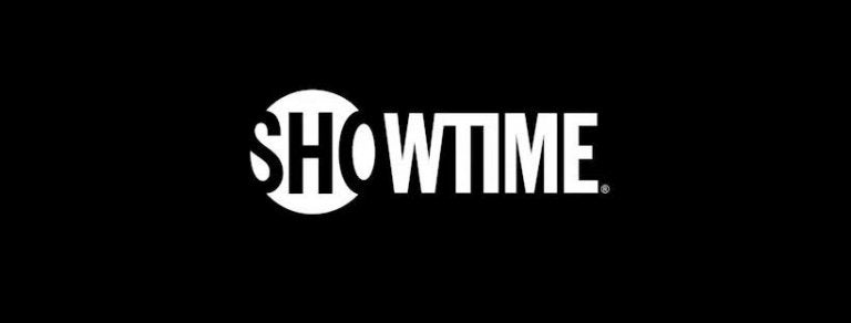 white showtime logo on a black background