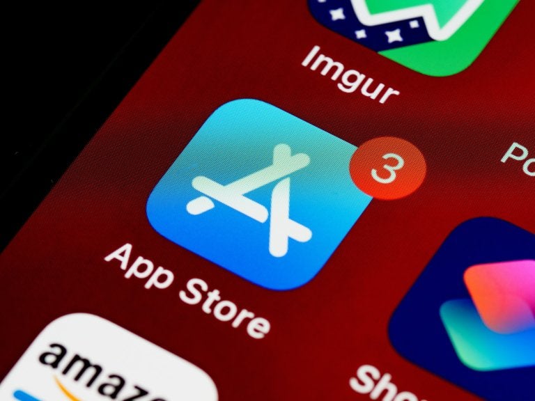 photo of the app store logo on a cell phone screen