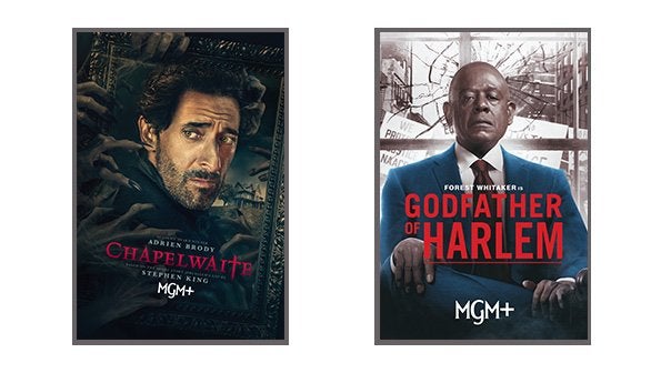 premium entertainment, mgm+ show art and logos