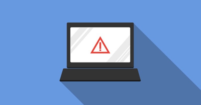 illustration of computer with a hazard symbol on the screen, data breach tips, blog