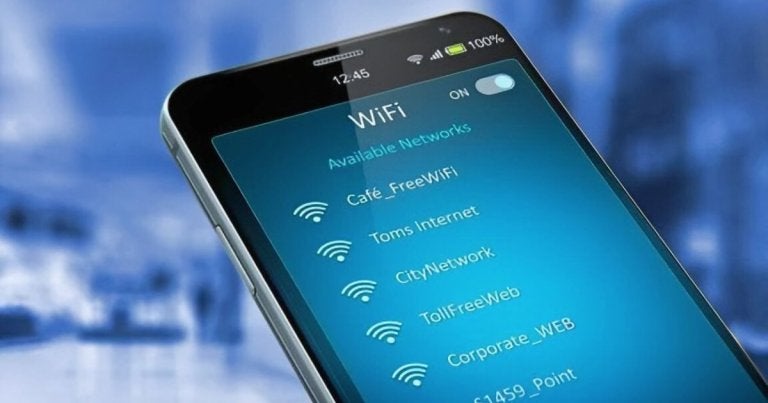 photo of cell phone showing available wi-fi networks