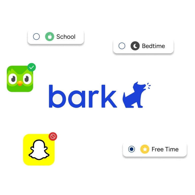 bark logo with app features